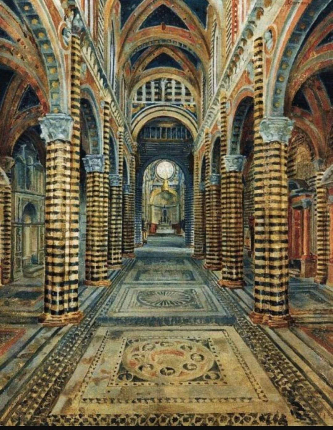 Veduta della navata centrale del Duomo di Siena
